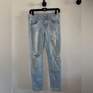 American Eagle Super Stretch Skinny Jeans  Light Blue Denim